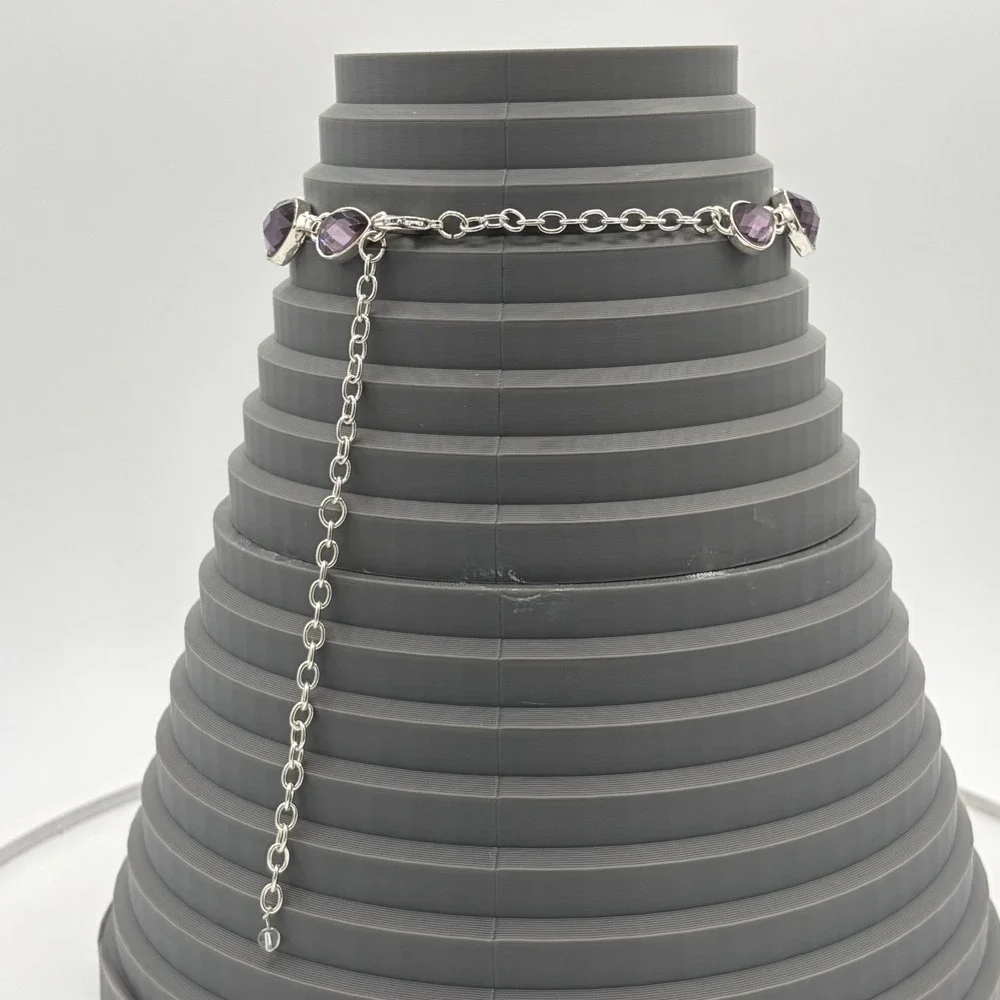 Vintage Napier Silver Tone Purple Faceted Teardrop Statement Choker‎ Necklace